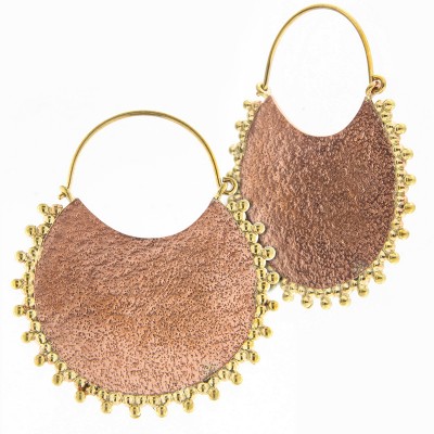 Brass Hoops Earrings with Copper Inlay (price for pair) Gioielli da lobo in ottone