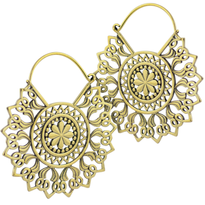 Brass Mandala Hoops Earring (Price for Pair) Ear