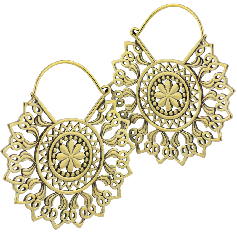 Brass Mandala Hoops Earring (Price for Pair) Orecchio