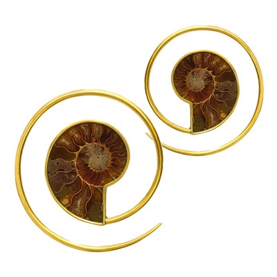 Brass Ammonite Spiral Earrings (price for pair) Gioielli da lobo in ottone
