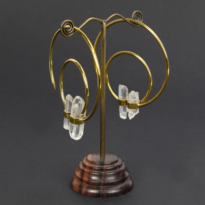 Double Crystal Quartz in Brass Hoops (price for pair) Orecchio