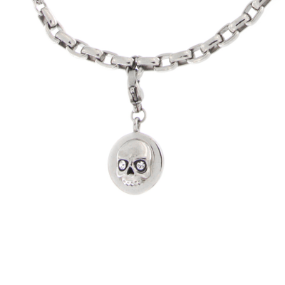 Surgical Steel Link Bracelet with Skull Charms Bracciali
