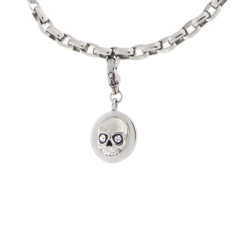 Surgical Steel Link Bracelet with Skull Charms Bracciali