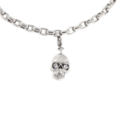 Surgical Steel Link Bracelet with Skull Charms Bracciali