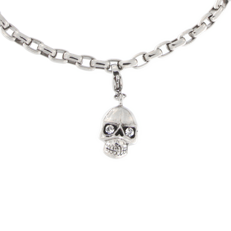Surgical Steel Link Bracelet with Skull Charms Bracciali