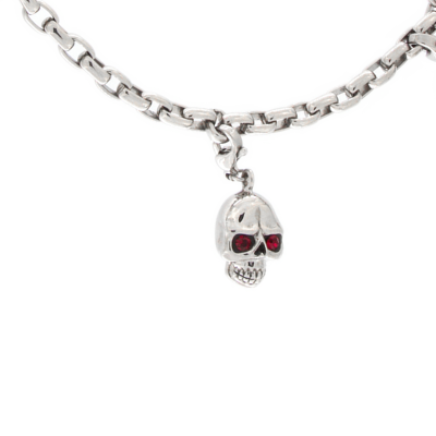 Surgical Steel Link Bracelet with Skull Charms Bracciali