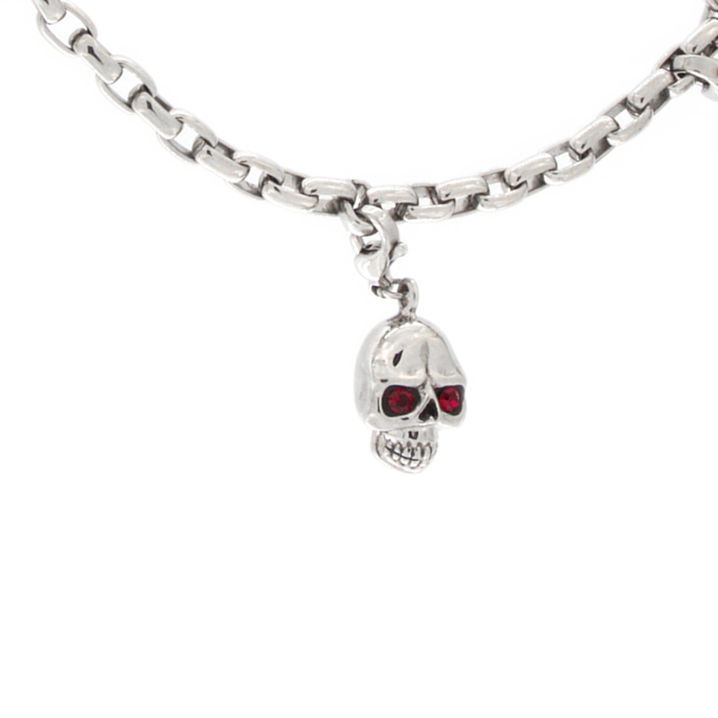 Surgical Steel Link Bracelet with Skull Charms Bracciali