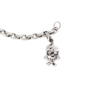 Surgical Steel Link Bracelet with Skull Charms Bracciali