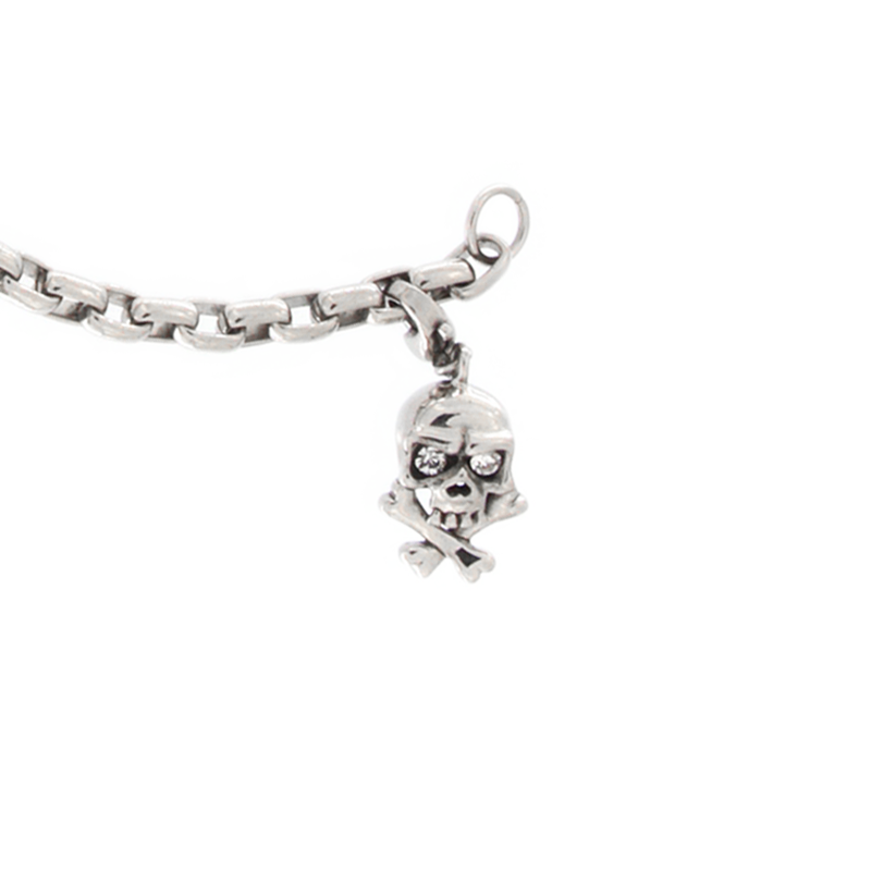 Surgical Steel Link Bracelet with Skull Charms Bracciali