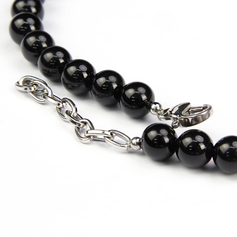 Black Onyx Beads with Steel Element Necklace Collane e Pendenti Black Onyx Beads with Steel Element Necklace Collane e Pendenti