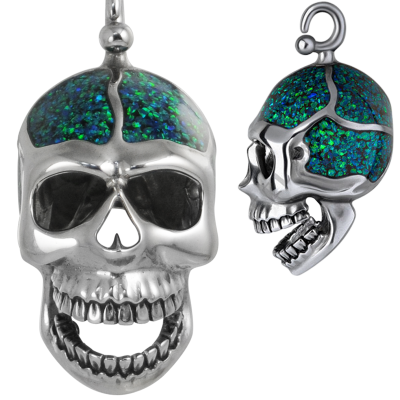 Brain Opal Inlay Big Skull Necklace Collane e Pendenti