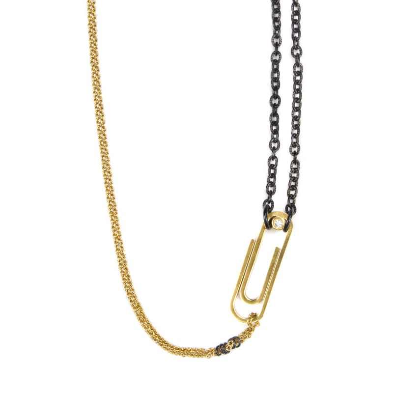 Paper Clip Necklace in Two Tones Steel Collane e Pendenti