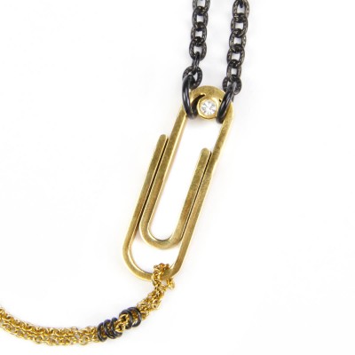 Paper Clip Necklace in Two Tones Steel Collane e Pendenti