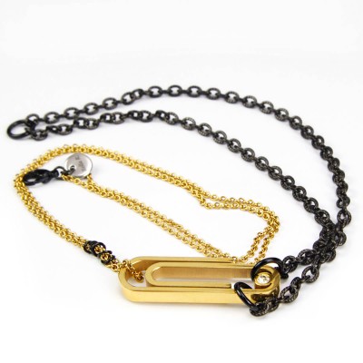 Paper Clip Necklace in Two Tones Steel Collane e Pendenti