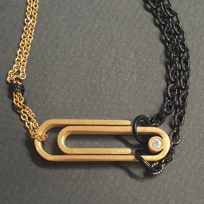 Paper Clip Necklace in Two Tones Steel Collane e Pendenti