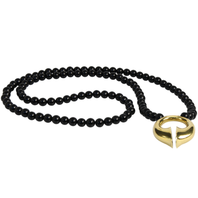 Onyx Necklace with Brass Element Collane e Pendenti