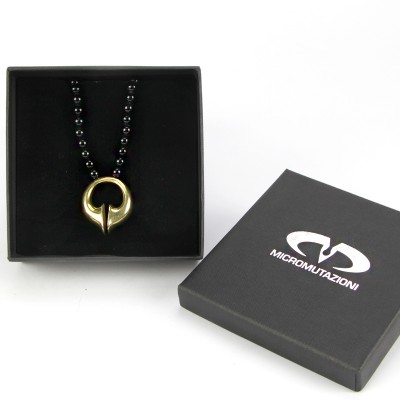 Onyx Necklace with Brass Element Collane e Pendenti