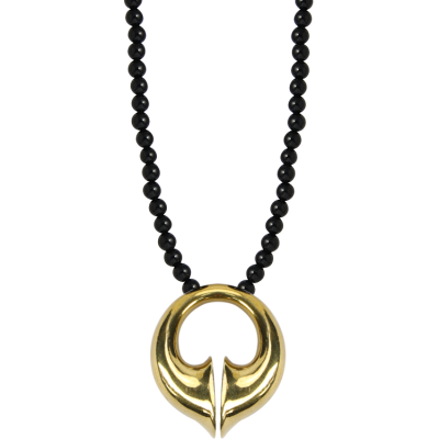 Onyx Necklace with Brass Element Collane e Pendenti