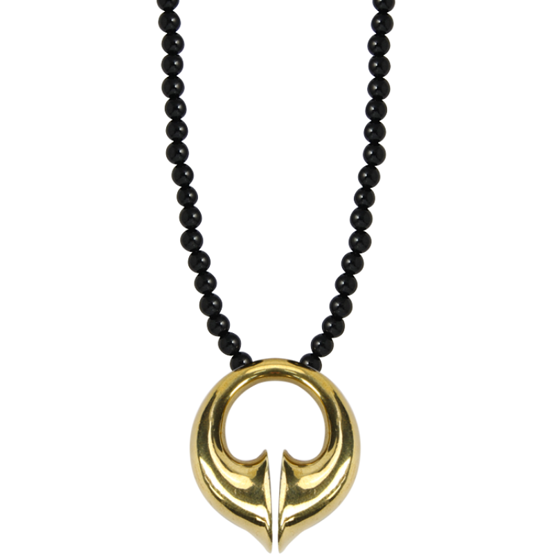 Onyx Necklace with Brass Element Collane e Pendenti