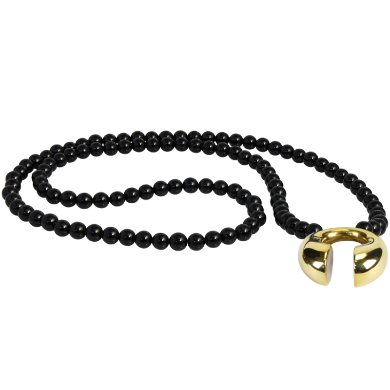 Onyx Necklace with Brass Element Collane e Pendenti