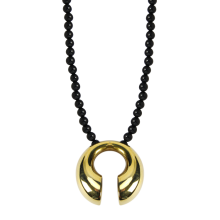 Onyx Necklace with Brass Element
