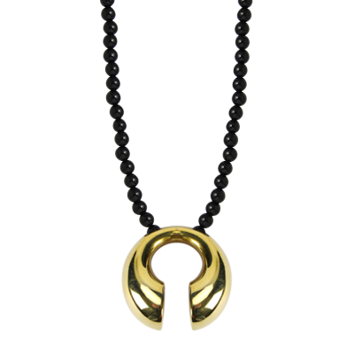 Onyx Necklace with Brass Element Collane e Pendenti