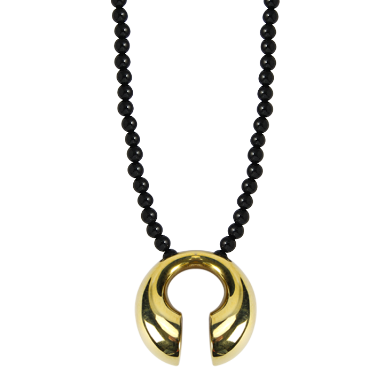 Onyx Necklace with Brass Element Collane e Pendenti