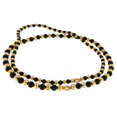 Black Onyx and Brass Beads Necklace Collane e Pendenti