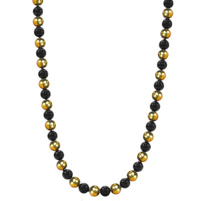 Black Onyx and Brass Beads Necklace Collane e Pendenti