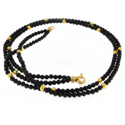 Black Onyx and Brass Beads Necklace Collane e Pendenti