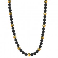 Black Onyx and Brass Beads Necklace