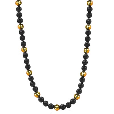 Black Onyx and Brass Beads Necklace Collane e Pendenti