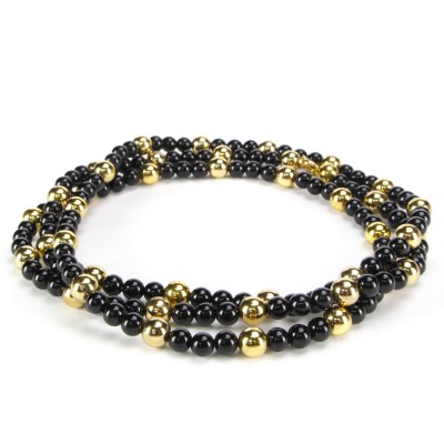 Black Onyx and Brass Beads Necklace Collane e Pendenti