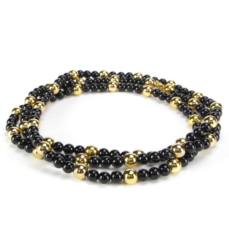 Black Onyx and Brass Beads Necklace Collane e Pendenti