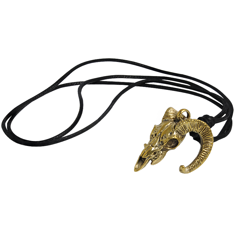 Necklace with Brass Skull Ram Pendant Collane e Pendenti