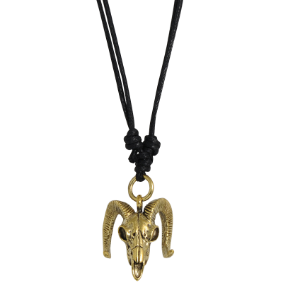 Necklace with Brass Skull Ram Pendant Collane e Pendenti