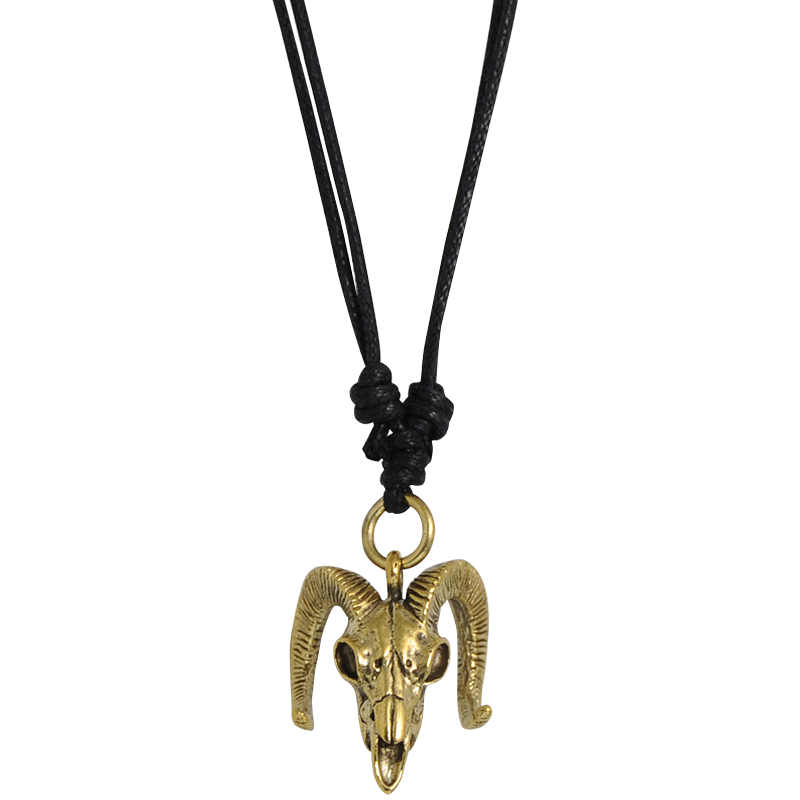 Necklace with Brass Skull Ram Pendant Collane e Pendenti