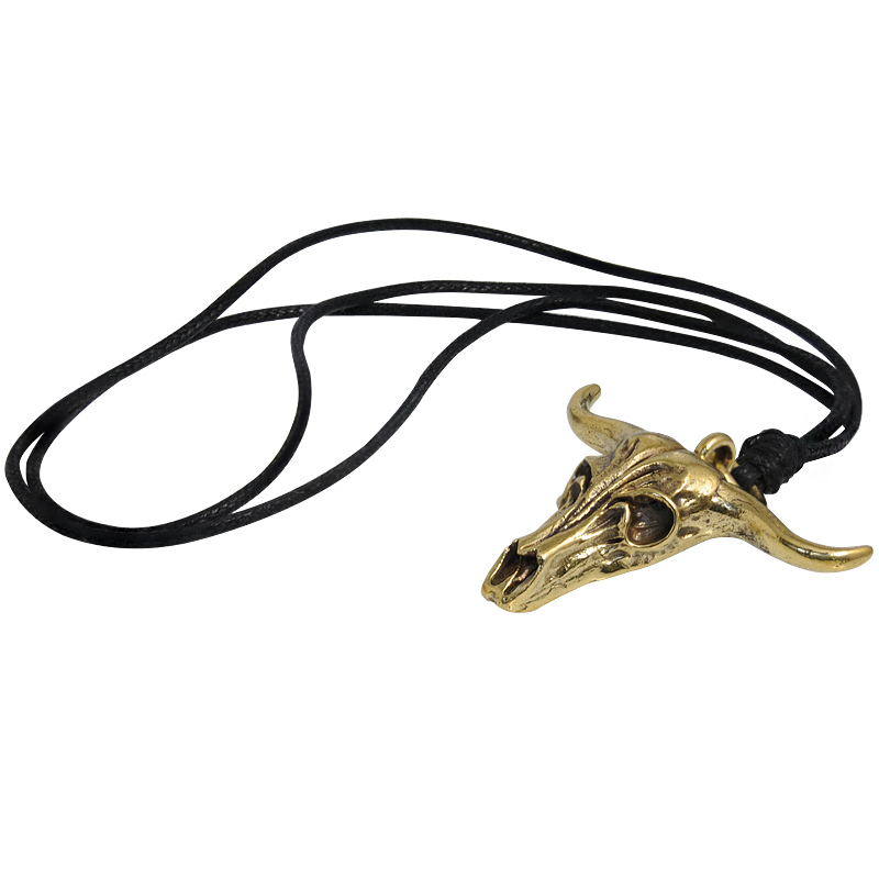 Necklace with Brass Bull Skull Pendant Collane e Pendenti