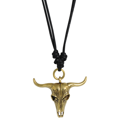 Necklace with Brass Bull Skull Pendant Collane e Pendenti