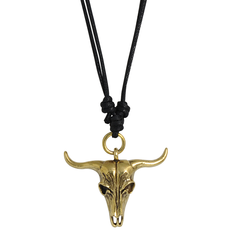 Necklace with Brass Bull Skull Pendant Collane e Pendenti