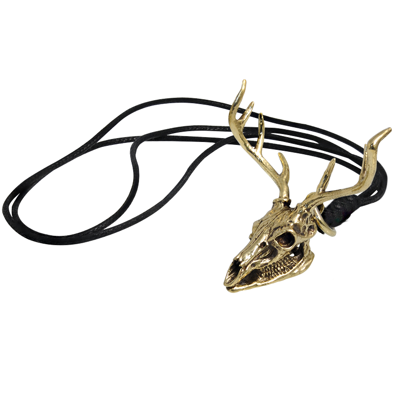 Necklace with Brass Skull Deer Pendant Collane e Pendenti