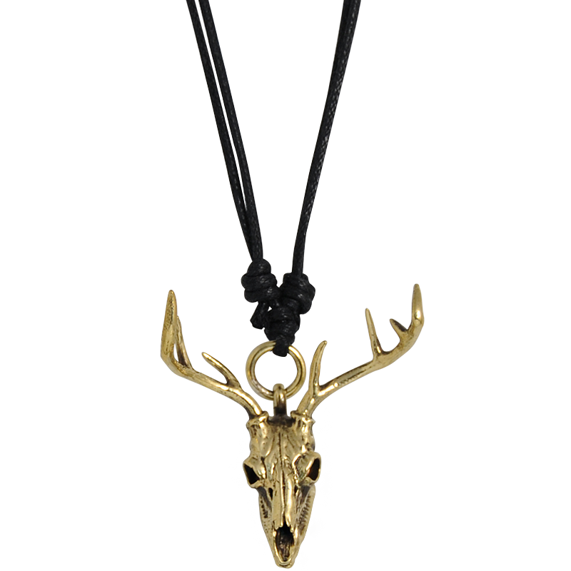 Necklace with Brass Skull Deer Pendant Collane e Pendenti