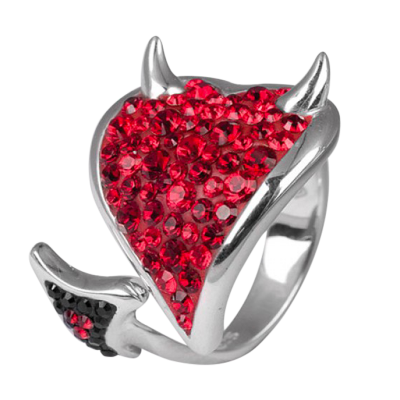 Crystal Devil Heart Ring Anelli