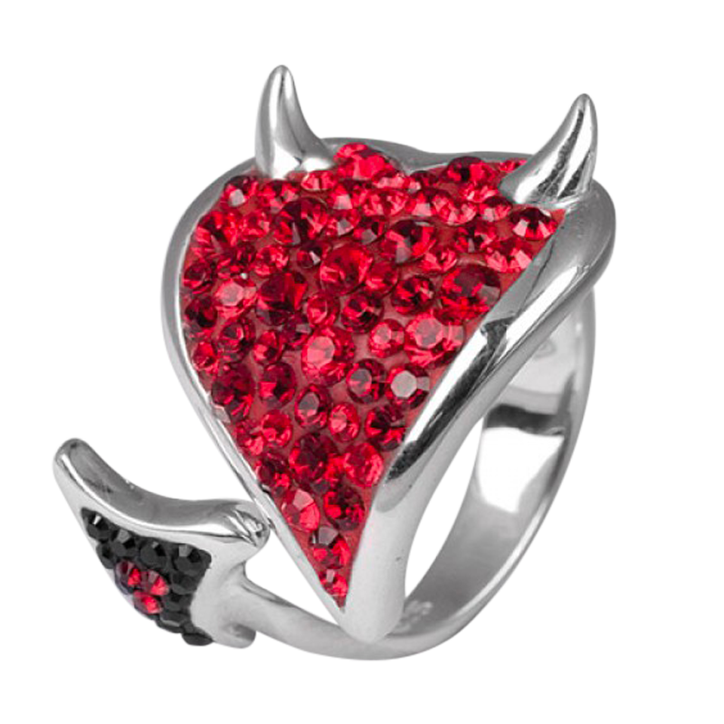 Crystal Devil Heart Ring Anelli Crystal Devil Heart Ring Anelli