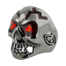 Skull Ring with Crystal and Enamel