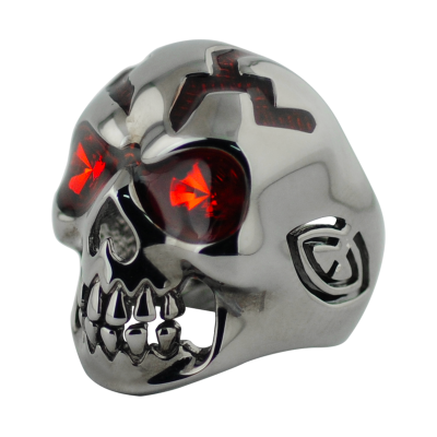 Skull Ring with Crystal and Enamel Rings