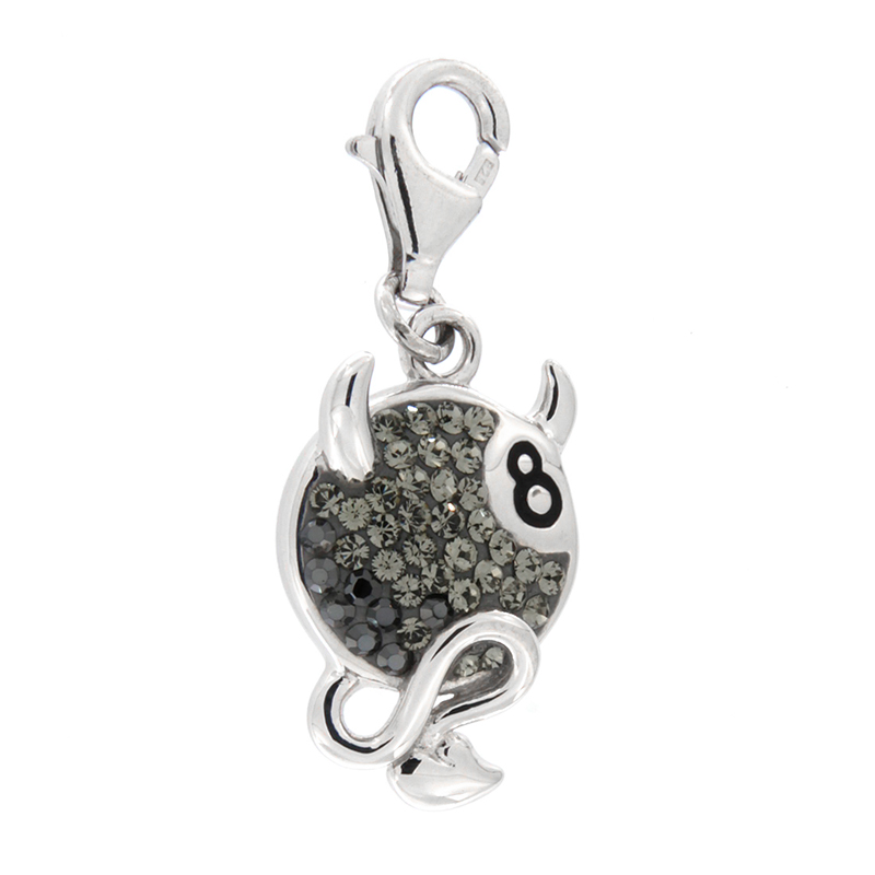 Crystal Devil Eightball Charm Charms