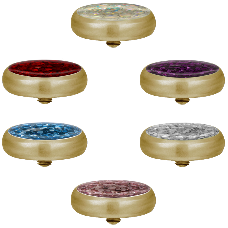 Microdermal Crystal Disc Gold PVD Sfere e Componenti