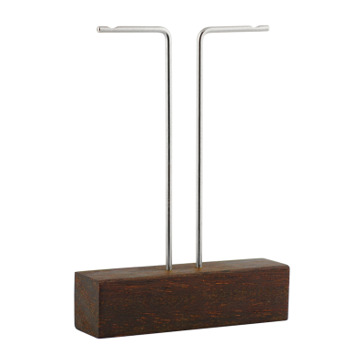 Steel and Brass Earrings Display with Azobè Wood Base Espositori gioielleria