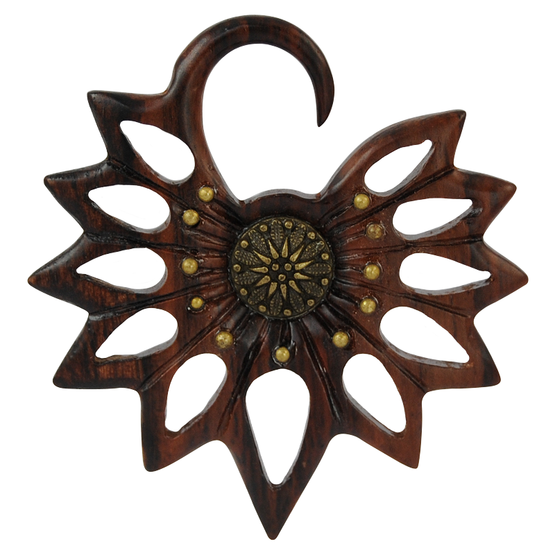 Balinese Flower Wood with Brass Element Orecchio